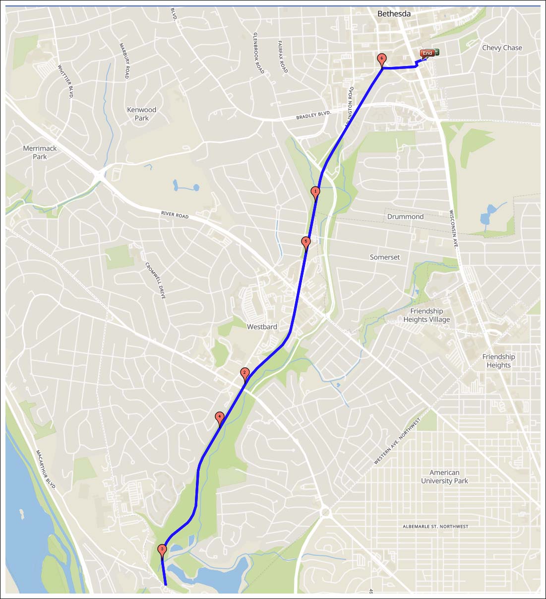 Route - Bethesda Capital Crescent - DC Front Runners